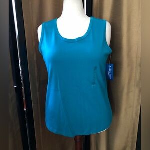Karen Scott Teal Scoop Neck Sleeveless Top